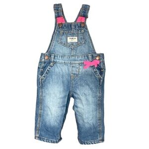 Baby OSHKOSH Jean Overalls with Pink Fleece Lining 6M Cozy Warm